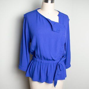 Sailor Style Blue Crepe Blouse with Grosgrain Tie